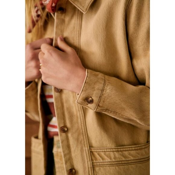 NWT Sezane Will in Latte Oversized Button Down Denim Chore Jacket XS - Picture 3 of 10